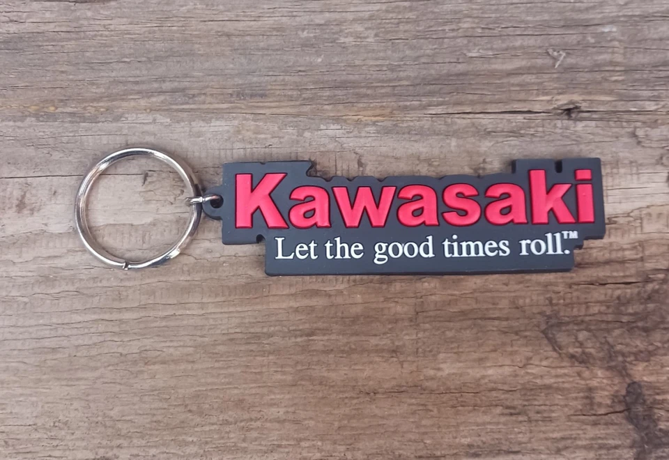 LLAVERO LLAVERO DE GOMA ROJO NEGRO VINTAGE NUEVO ORIGINAL FABRICANTE ORIGINAL KAWASAKI DISTRIBUIDOR Foto 2 de 4