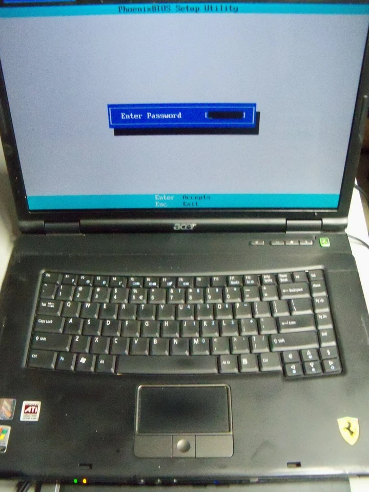 Acer Ferrari 5000- used-tested working (boots to Bios- but locked) - Image 2 of 4