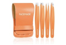 4 Pack Tweezers Set - Professional Stainless Steel Orange M66