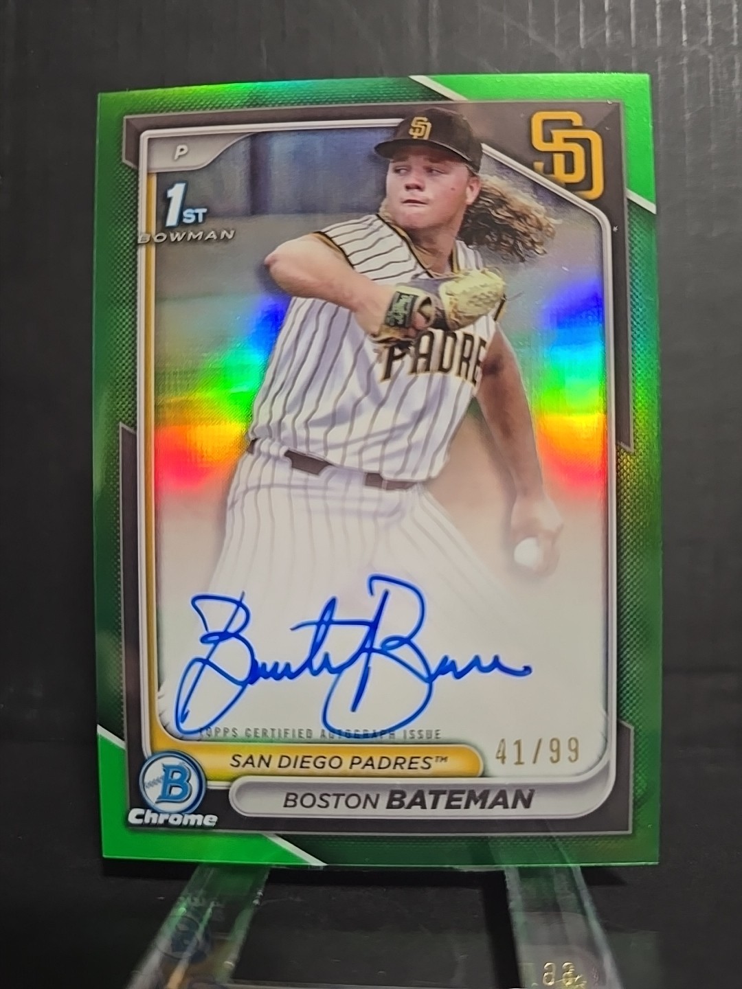 2024 Bowman Draft - Chrome Autographs Boston Bateman #CPA-BBA Green Refrac 41/99