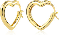 925 Sterling Silver Small Heart Hoop Earrings for Women Girls Hypoallergenic Sil