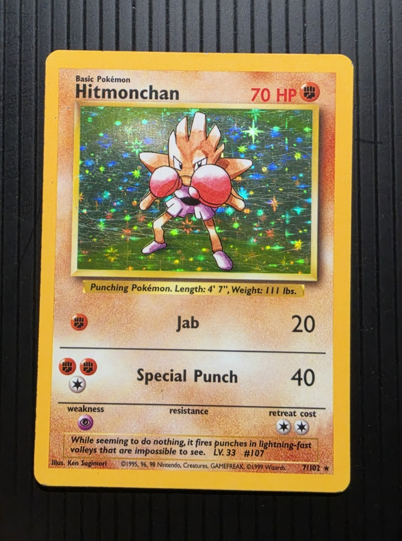Hitmonchan 007/102 Base Set Holo Vintage WOTC Pokemon 1999