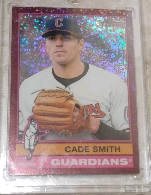 2025 Topps Heritage - Cade Smith #307 Chrome Pink Sparkle Refractor