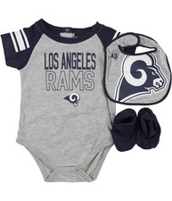 NFL Boys Bib and Booties 3-Piece Bodysuit, gray, Infant, 18 mos