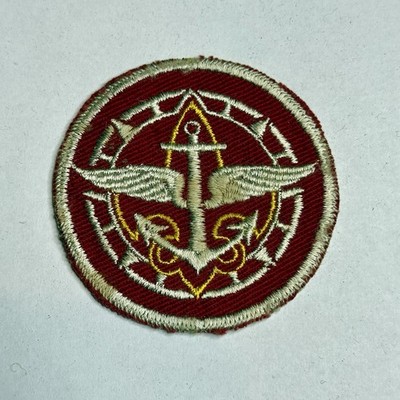 Vintage 1950s Boy Scout Explorers Compass Anchor Wings Red White Gold Patch