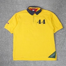Vintage Tommy Hilfiger Sailing Gear Mens Large Yellow Short Sleeve Polo Shirt