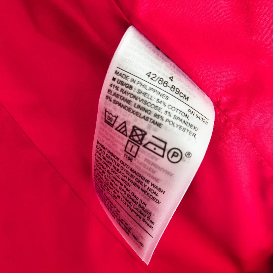 Chaqueta Blazer Mujer Talla 4 Cuadros Rojo Forro Satinado 1 Botón BANANA REPUBLIC Foto 4 de 4