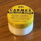 Vintage CARMEX Lip Balm $0.69 White Opal Milk Glass Jar - Original 69c Metal Lid