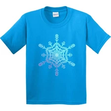 Inktastic Christmas Blue Ice Snowflake Youth T-Shirt Mandala Style Purple Green