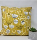 Yellow/Mustard and White Scandi Flower Cushion Cover.  Sizes 12" to 20"