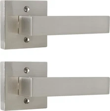 3-Pack Probrico Satin Nickel Square Rosette Single Dummy Door Lever Handles