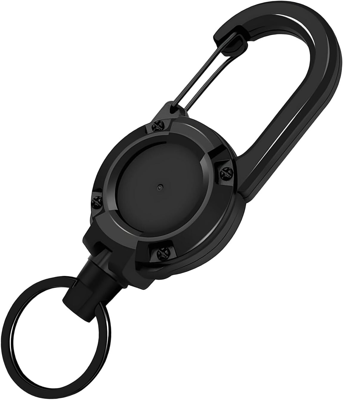 Retractable Keychain, 60cm Steel Wire w/Carabiner (Black)