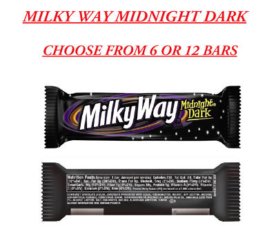 #ad MILKY WAY Midnight Dark Chocolate Caramel Nougat 1.76oz. Choose 6 or 12 Bars $35.95