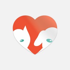Cat And Dog Heart Love Animal Vinyl Sticker Decal