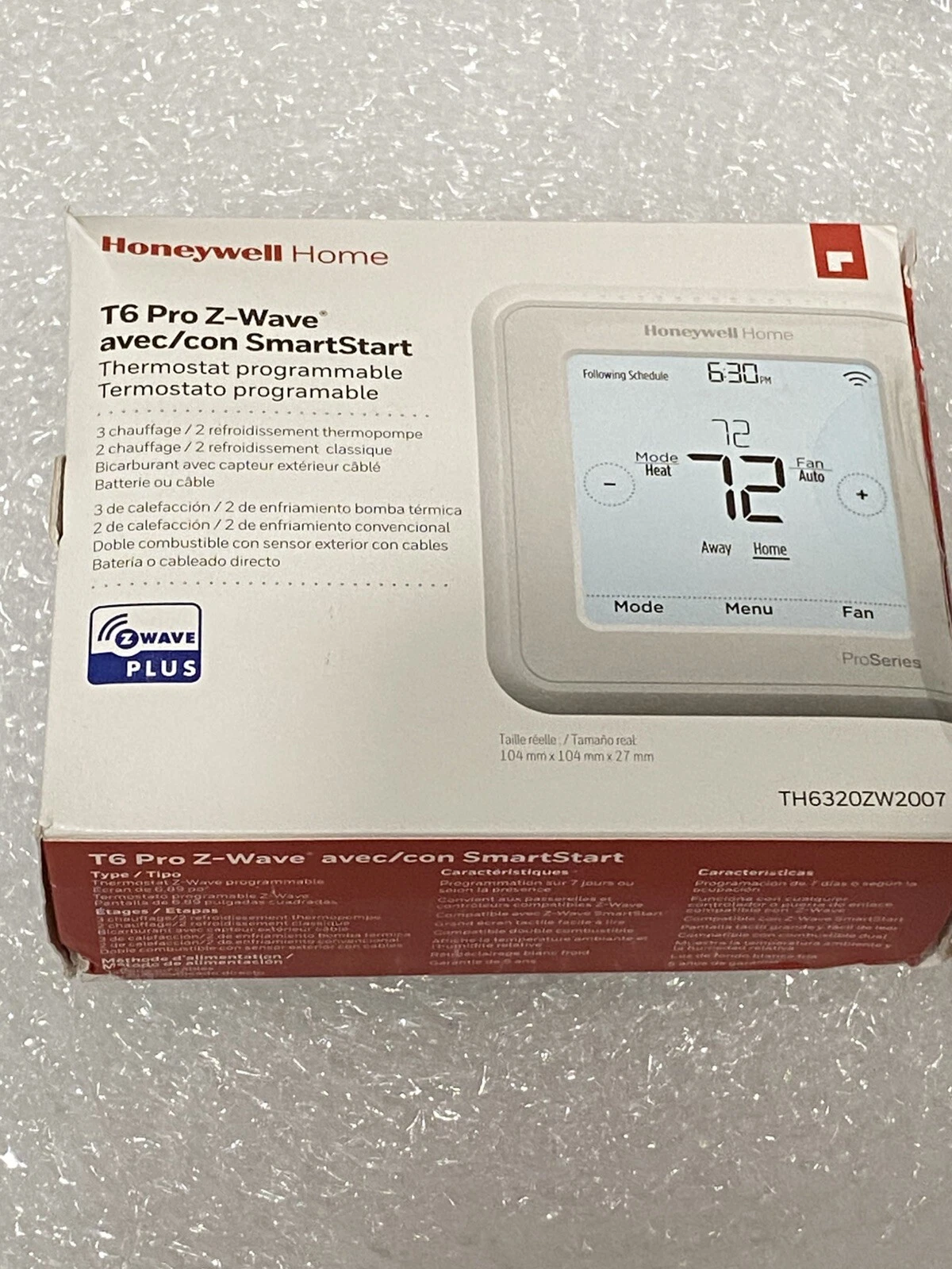 Honeywell T6 Pro Z-Wave SmartStart Programmable Thermostat (TH6320ZW2007)
Opens in a new window or t