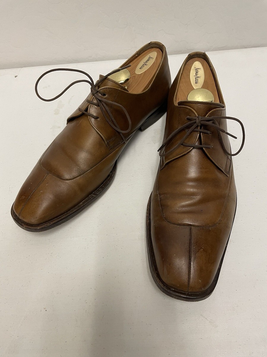 MAGNANNI Made in Spain Vintage Split Toe Dress Shoe in Brown Size 8 Magnanni Brown Leather Split Apron Toe Dress Shoes Sz 8 1/2  main image 4