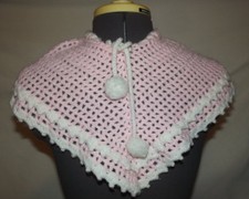 Hand Crochet PINK girl's baby infant shawl wrap C53 