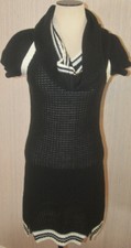 Women's Made For Me... Black Short Sleeve Sweater Dress & Scarf Sizes M, L