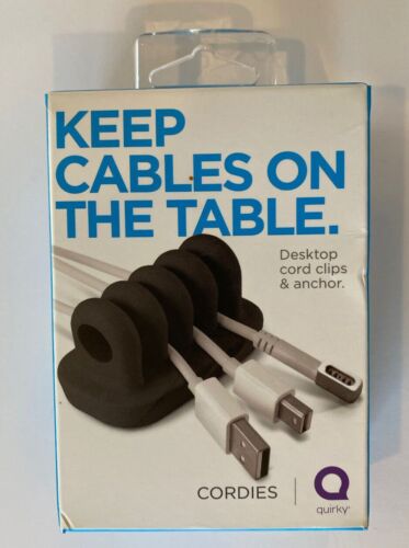 Quirky Cordies Gray Cord Clips Anchor Keep Cables + New Plug Out White Both NEW - Afbeelding 4 van 9
