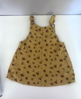Infant Corduroy Floral  Dress 18M Adjustable Straps  Pockets