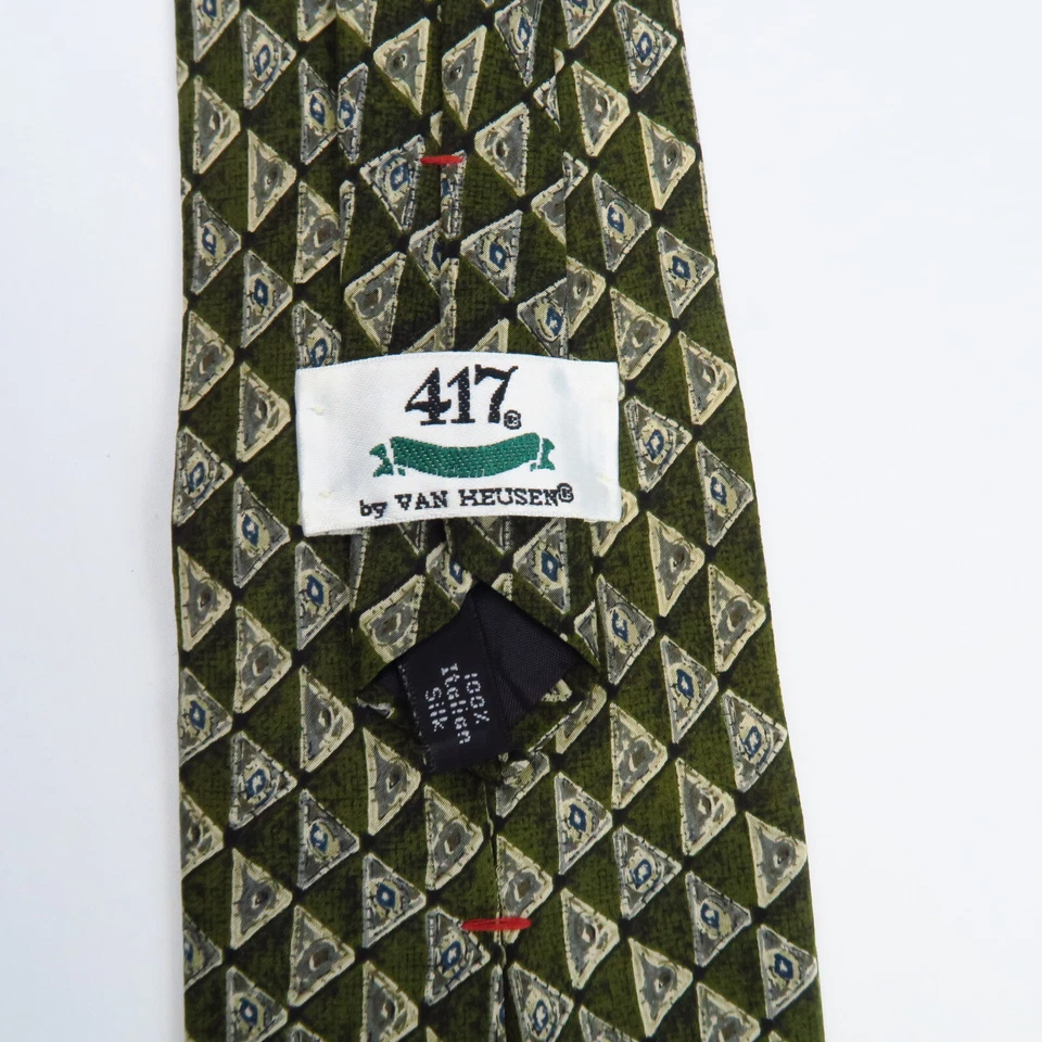 417 by Van Heusen Mens Neck Tie Green Abstract Geometric Pattern 57"x4" - Image 3 of 4