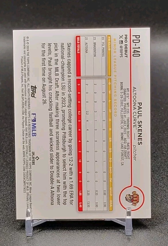 2024 Topps Pro Debut Paul Skenes #PD-140 Altoona Curve | eBay 2024 Topps Pro Debut Paul Skenes #PD-140 Altoona Curve | eBay
