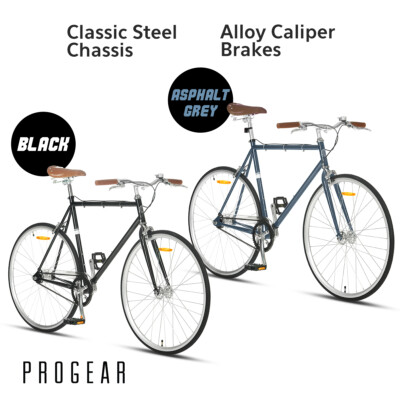 2022 Progear Fixie Bicycle Single Speed Bike 700c Steel 53cm 56cm Grey or  Black Australia