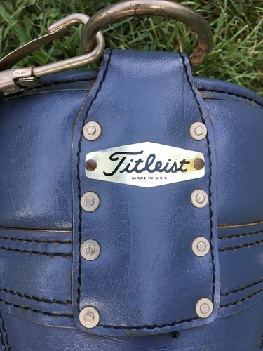 Vtg Titleist Golf Cart Faux Leather 6-Way Bag Single Strap With Rain Cover - Picture 6 of 8