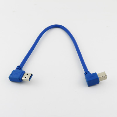 1x USB 3.0 A Male To 3.0 B Male Left Angle Printer Scanner Data Cable 30cm/1ft