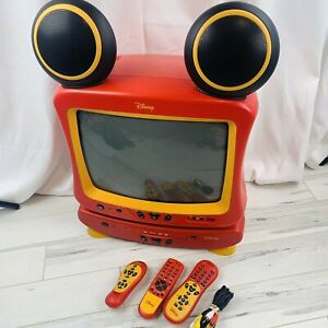 Disney Mickey Mouse Crt Color 13 Tv Speaker Ears Dvd Player Dt1300 C Works Ebay