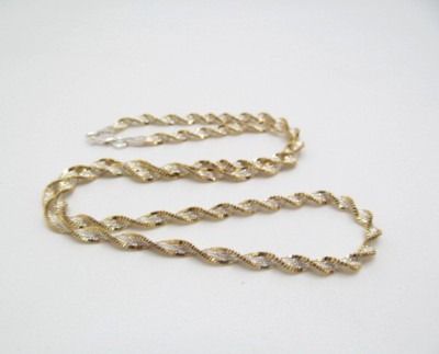 925 Sterlingsilber Italien Diamantschliff Twist Käfig Goldrand Kette Halskette 18 Zoll