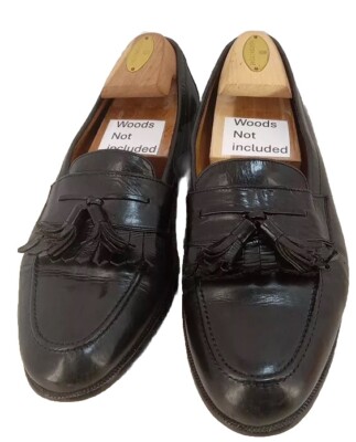 Goodyear Welt Santander Hand Crafted Black Tassel Loafers, Men's Alegria 9M
