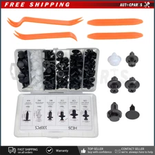 100Pack Universal Rivet Clips Car Retainer Fender Liner Fastener 6 Size w/ 4Tool