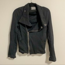 Monrow Black Asymmetrical Cotton Moto Jacket Small