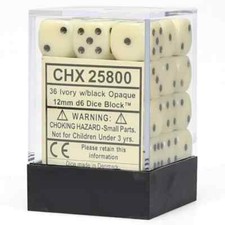 Chessex Dice Opaque: 36D6 Ivory / Black - CHX25800