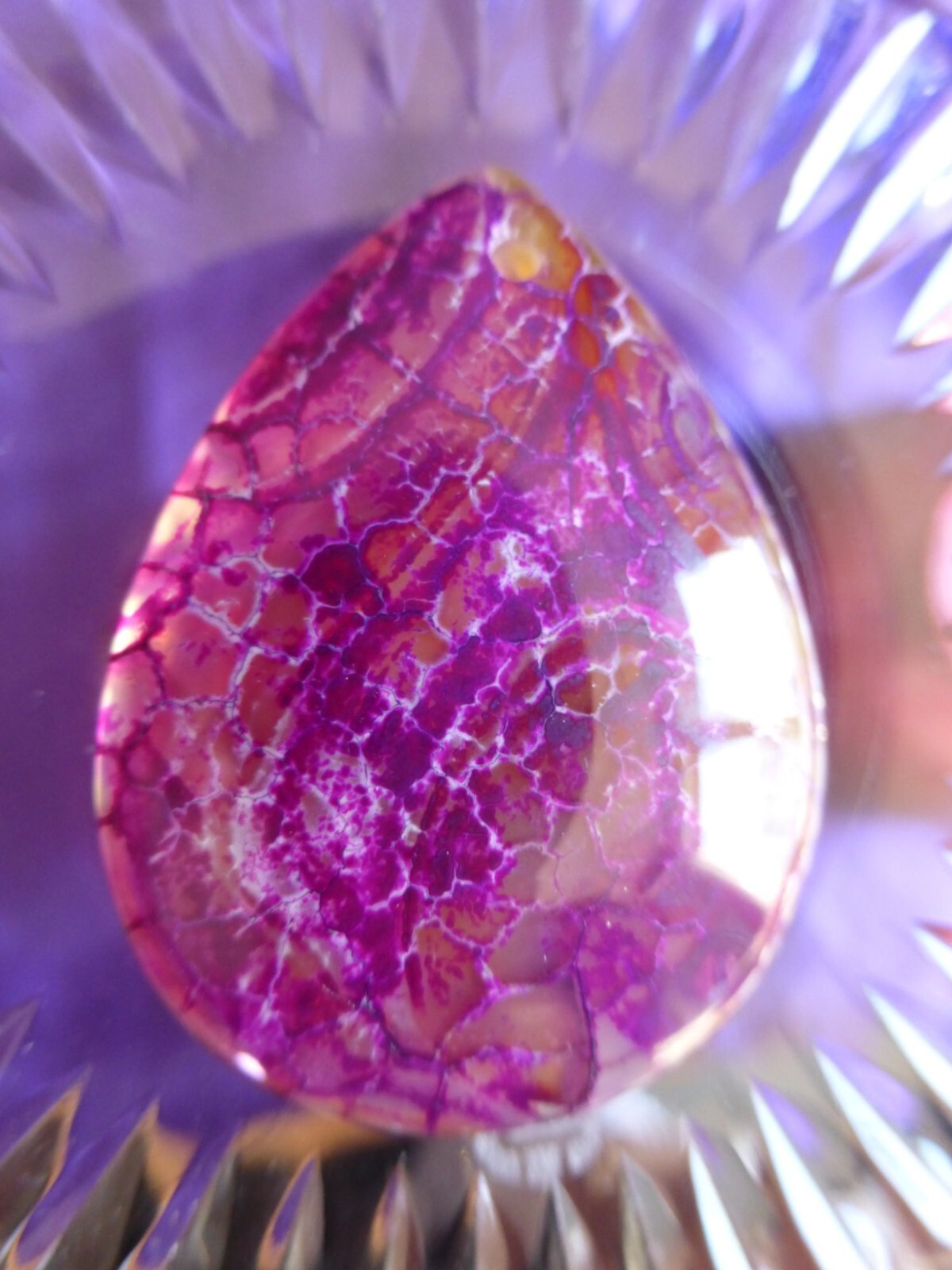Pendentif agate violette veines de dragon 4 cm, une pièce unique d'exception - 2