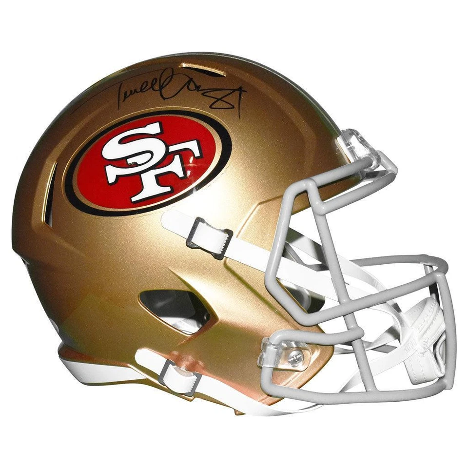 Casco de fútbol americano réplica tamaño completo de velocidad firmado por Terrell Owens de los 49ers de San Francisco Foto 4 de 4