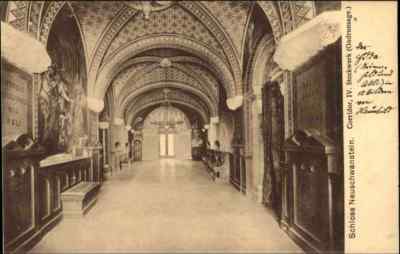 ~1900/10 Schloss Castle Neuschwanstein bei Füssen Bayern Corridor Gudrunsage