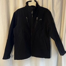 Boys Youth Sz L 10/12 Soft Shell Jacket Blk Full Zip Winter Vertical 9 Kids Coat
