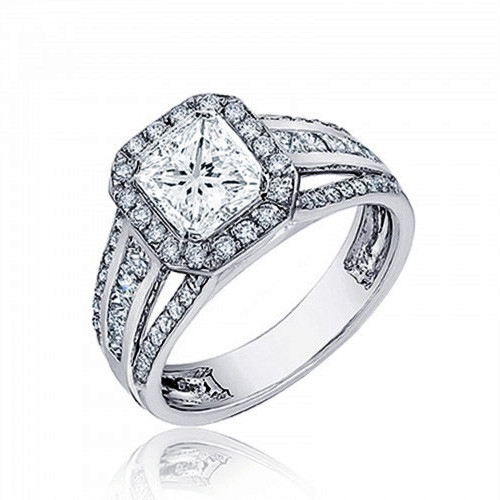 Diamond Engagement Ring Princess Cut diamond GIA Certified 2.50 Carat 18k Gold - Bild 1 von 9