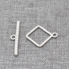 2 Sterling Silver Square Coiled Toggle Clasps for Necklace Bracelet