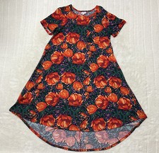 Lularoe Womens Size S Floral Print Hi-Lo Swing Dress Short Sleeve Round Neck