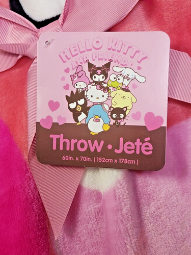 Hello Kitty and Friends Pink Hearts Throw Blanket Valentines Day 60 x 70 NEW - Picture 3 of 6
