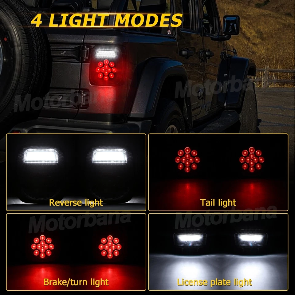 2X Luces traseras LED Luces de freno traseras Tope de giro Inverso para Jeep Wrangler TJ CJ JK Foto 4 de 4