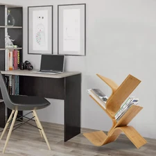 Tree Bookshelf 4Tier Book Storage Organizer Shelves Bamboo Tree Bookcase Display