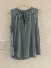 Women’s Sleeveless Top, Loft Outlet, Blue, Front Tie, Size S