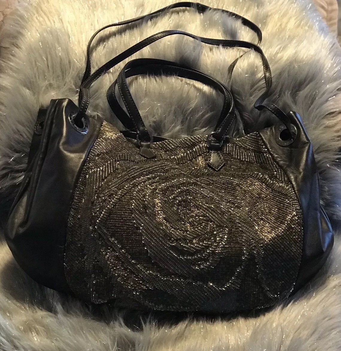 Sacoche Hobo Valentino Garavani à Paillettes - Cuir Marron, Style Glamour, Occasion - Sac Pailleté Ajustable
