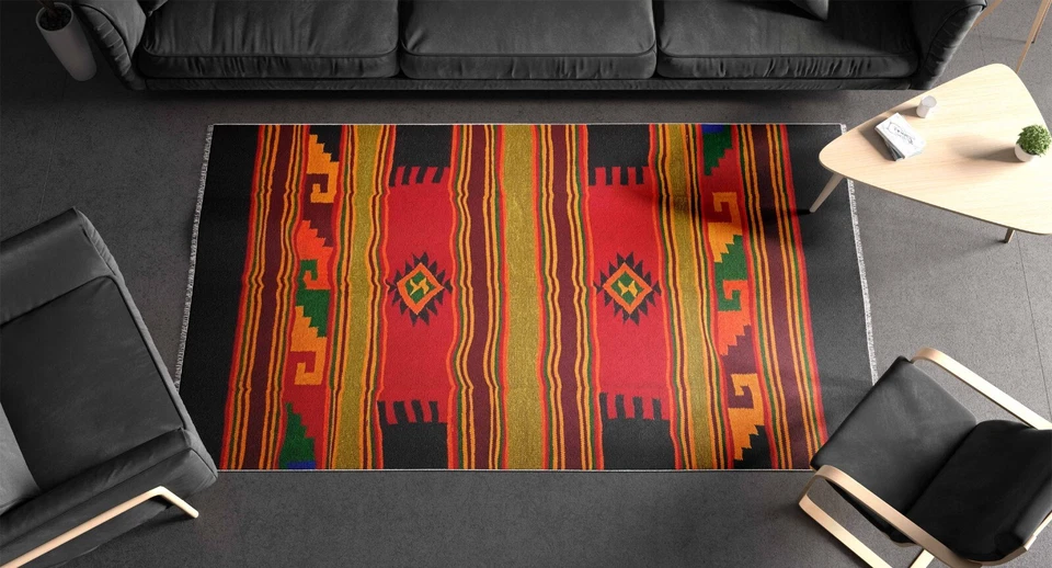 Tribal Multi Colored Hand Loomed Floor Rug Area Rug - Image 3 of 4