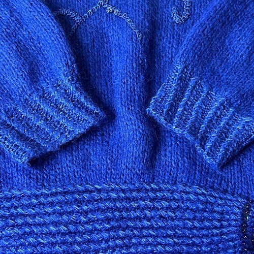 Vintage LIM's Cobalt Blue Angora Embellished Sweater Size Large - Picture 8 of 11