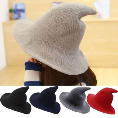 Cosplay Witch Hat Halloween Modern Made From High Quality Comfy Wool Witch Cap